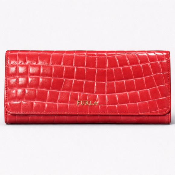 Furla Handbags - Furla Scarlet Croc-Embossed Leather Continental Snap Closure Wallet